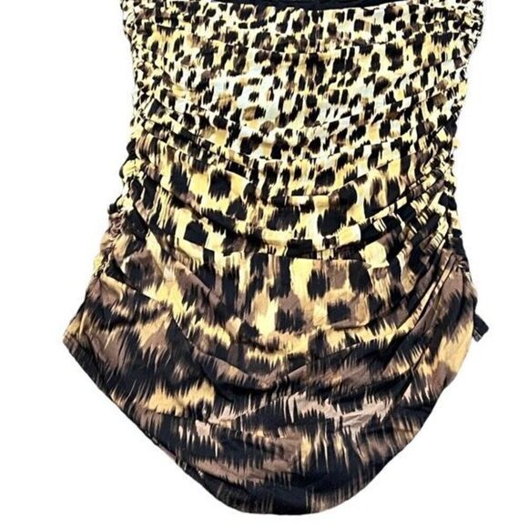 Carmen Marc Valvo Animal Print One Piece Swimsuit Size 10 - Picture 2 of 3